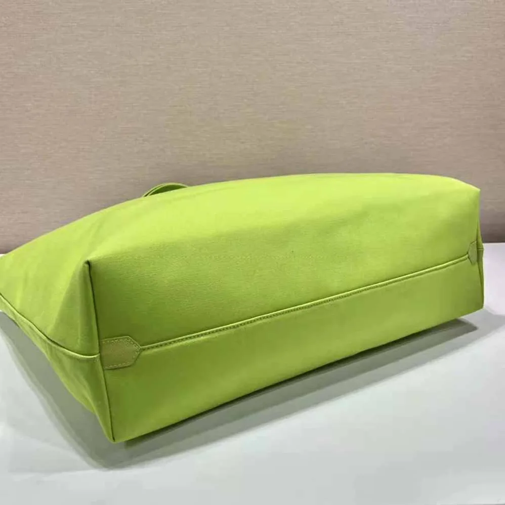 Prada Canvas Tote Bag with Contemporary Take on Classic Beach Designs for Women in Lime Prada Canvas Tote Bag with Contemporary Take on Classic Beach Designs for Women in Lime