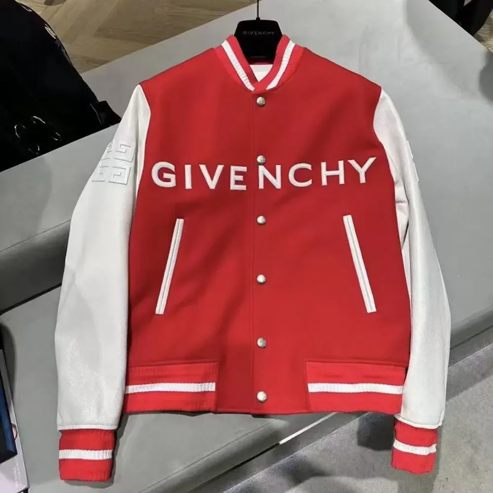 Givenchy GIVENCHY Bomber in Wool and Leather for Men in Red