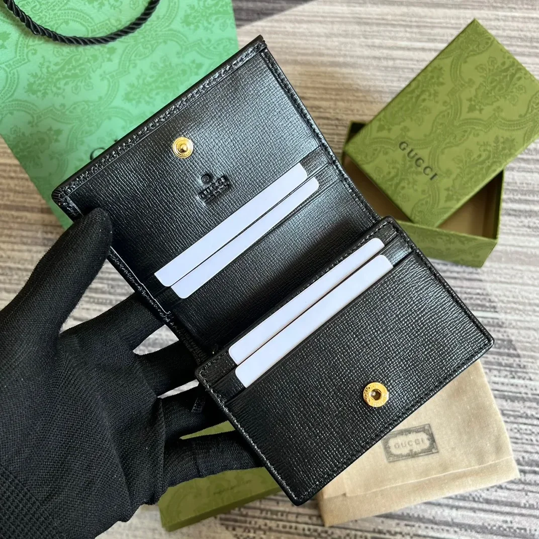 Gucci GG Horsebit 1955 Card Case Wallet Black 1AAJ8 1000 / Gucci GG Horsebit 1955 Card Case Wallet Black 1AAJ8 1000 /