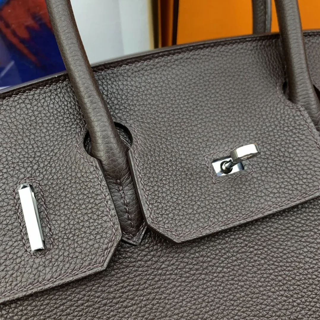 Hermes Birkin 30 Top Handle Bag / Togo Dark Grey Silver Hardware Hermes Birkin 30 Top Handle Bag / Togo Dark Grey Silver Hardware