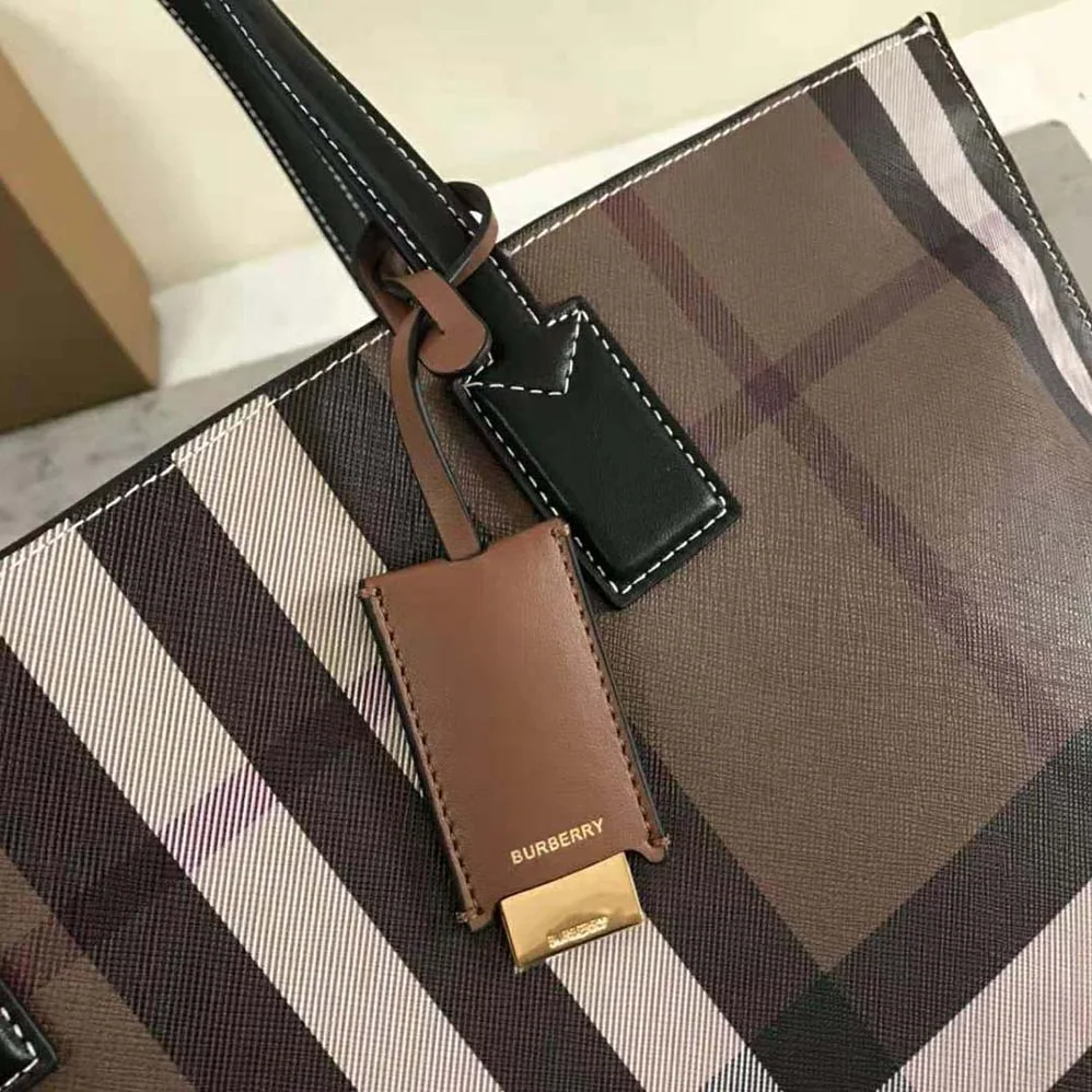 Burberry Check Tote in Calf Leather for Women