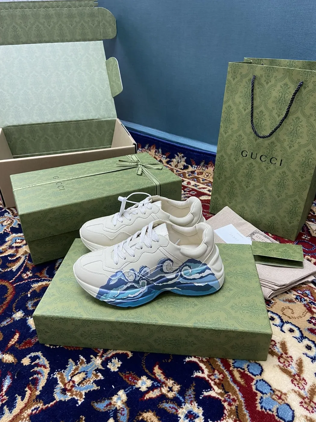 Gucci Rhyton Sneaker With Wave White Gucci Rhyton Sneaker With Wave White