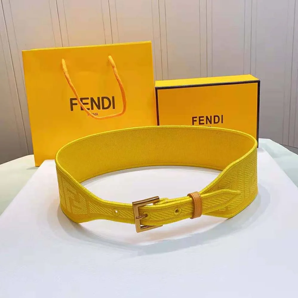 Fendi Canvas High Waist Belt 6 cm for Women in Yellow Fendi Canvas High Waist Belt 6 cm for Women in Yellow