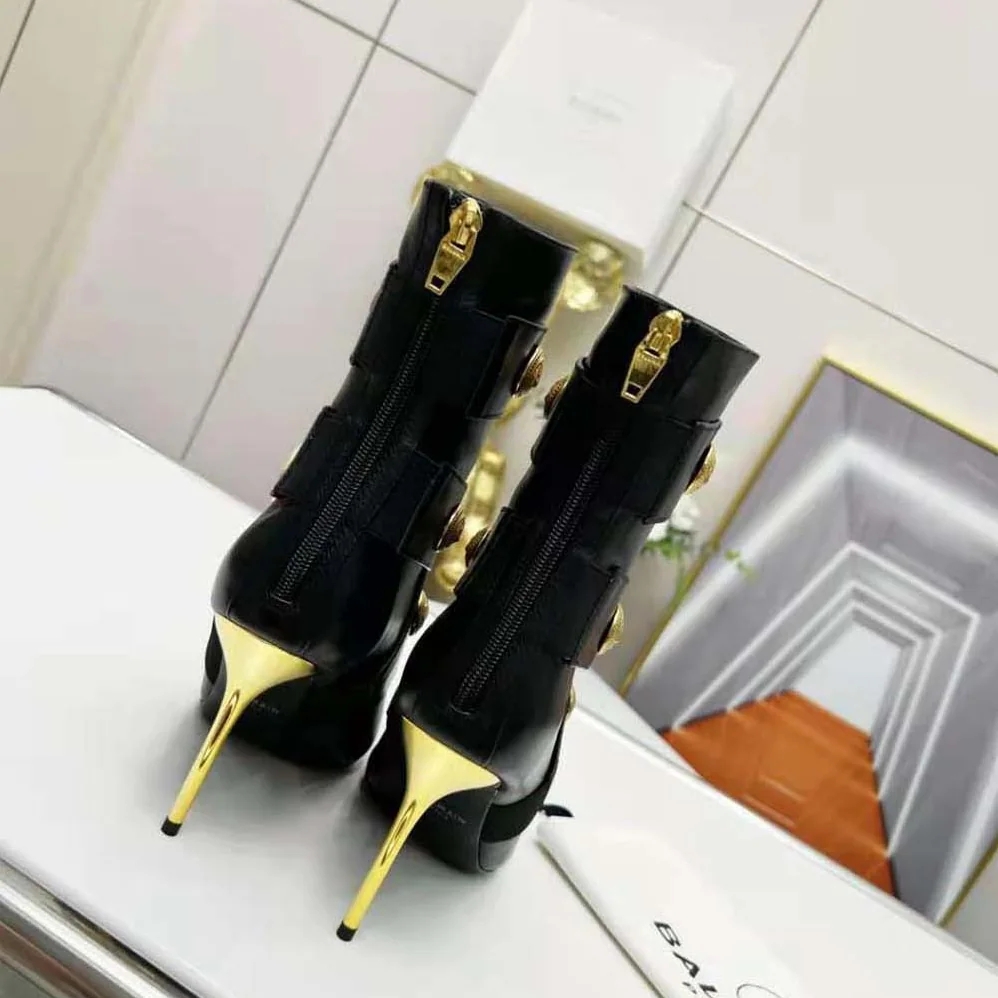 Balmain Alma Leather Ankle Boots for Women in Black Balmain Alma Leather Ankle Boots for Women in Black