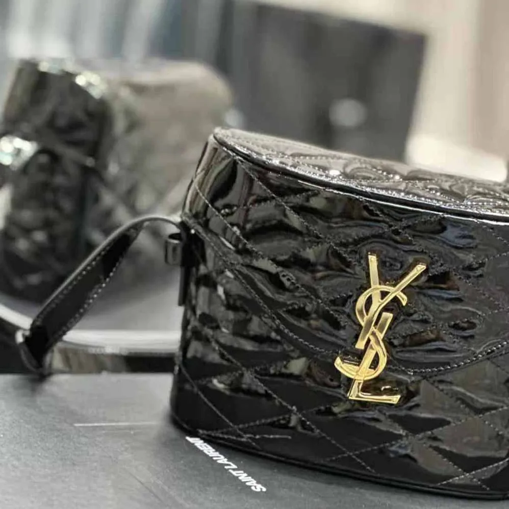 Saint Laurent YSL June Box Bag in Quilted Patent Leather for Women