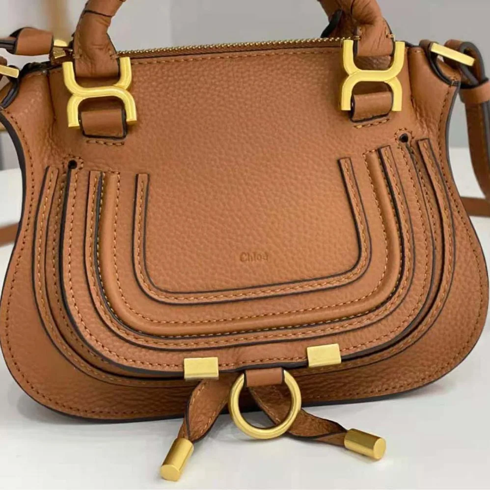 Chloe Marcie Mini Double Carry Bag for Women in Tan Chloe Marcie Mini Double Carry Bag for Women in Tan