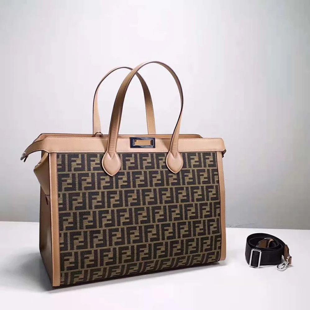 Fendi Peekaboo ISeeU Forty8 Brown FF Fabric Bag for Men Fendi Peekaboo ISeeU Forty8 Brown FF Fabric Bag for Men
