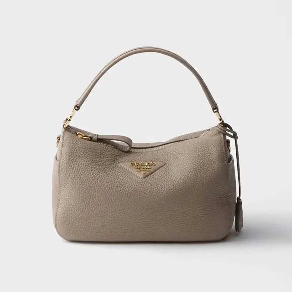Prada Small Leather Bag for Women in Clay Gray Prada Small Leather Bag for Women in Clay Gray