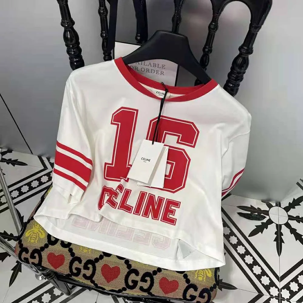 Celine 16 Cropped T for Women in shirt in Cotton Jersey Celine 16 Cropped T for Women in shirt in Cotton Jersey