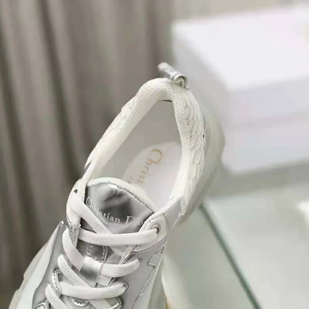 Dior Vibe Sneaker White Mesh and Silver for Women in Tone Leather Dior Vibe Sneaker White Mesh and Silver for Women in Tone Leather