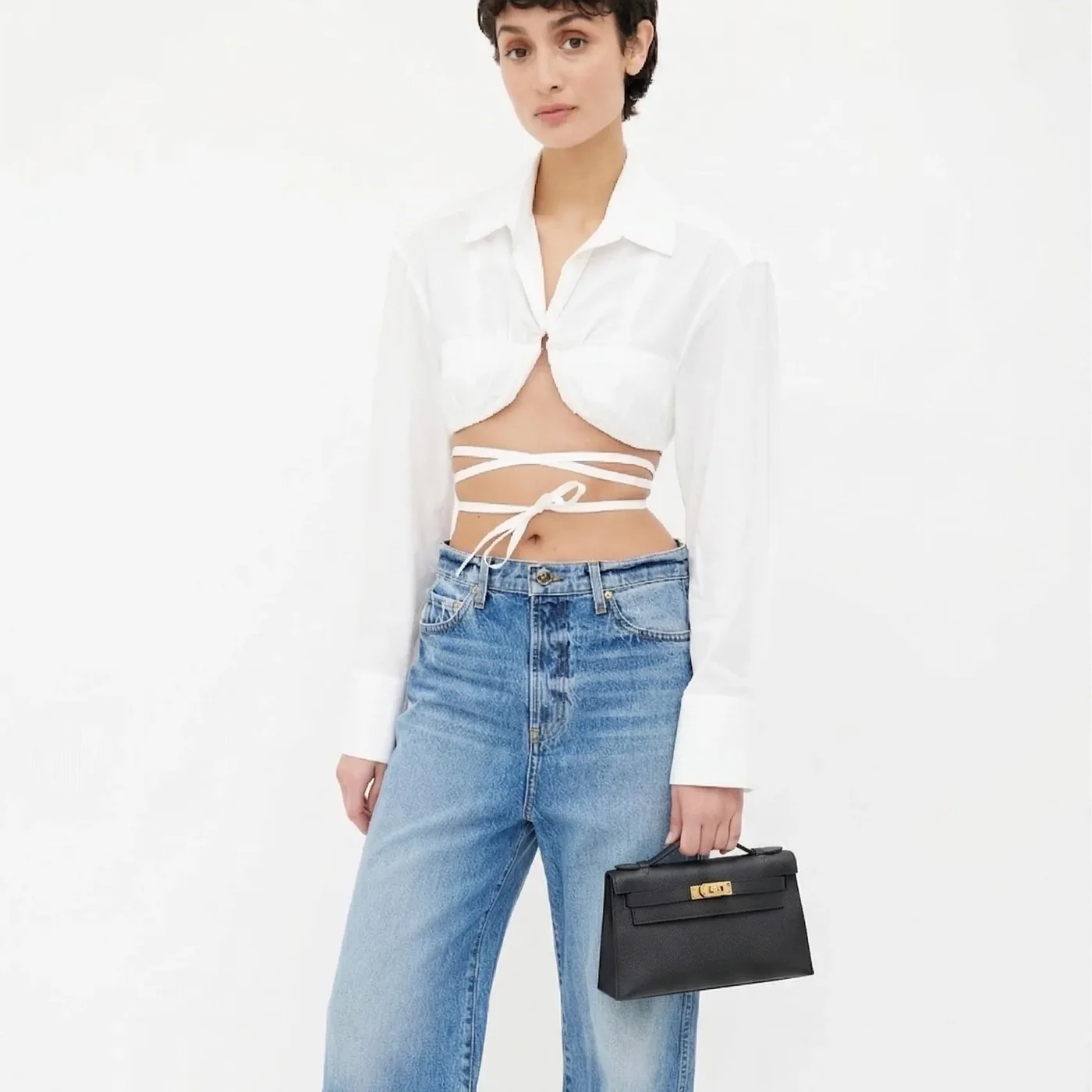 Hermes Kelly Pochette Top Handle Bag in Noir Epsom Gold Hardware Hermes Kelly Pochette Top Handle Bag in Noir Epsom Gold Hardware