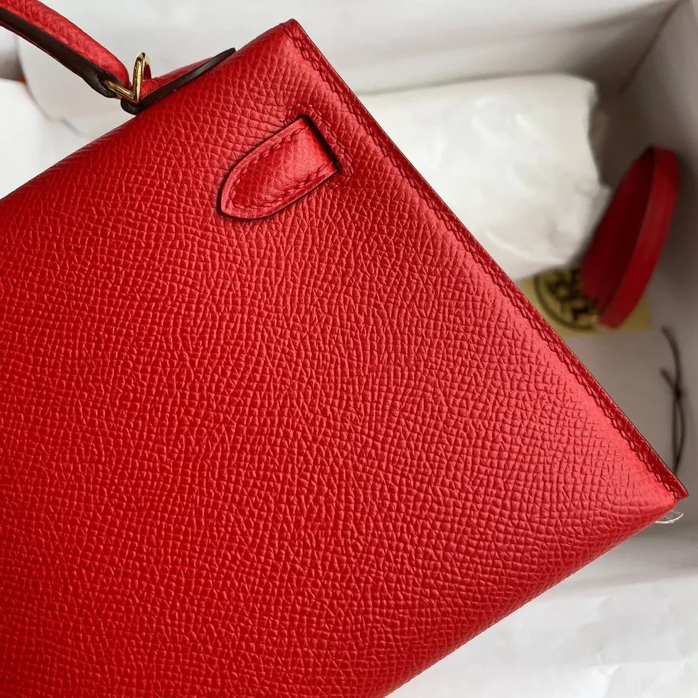 Hermes Kelly Mini Top Handle Bag in Rouge Epsom Gold Hardware