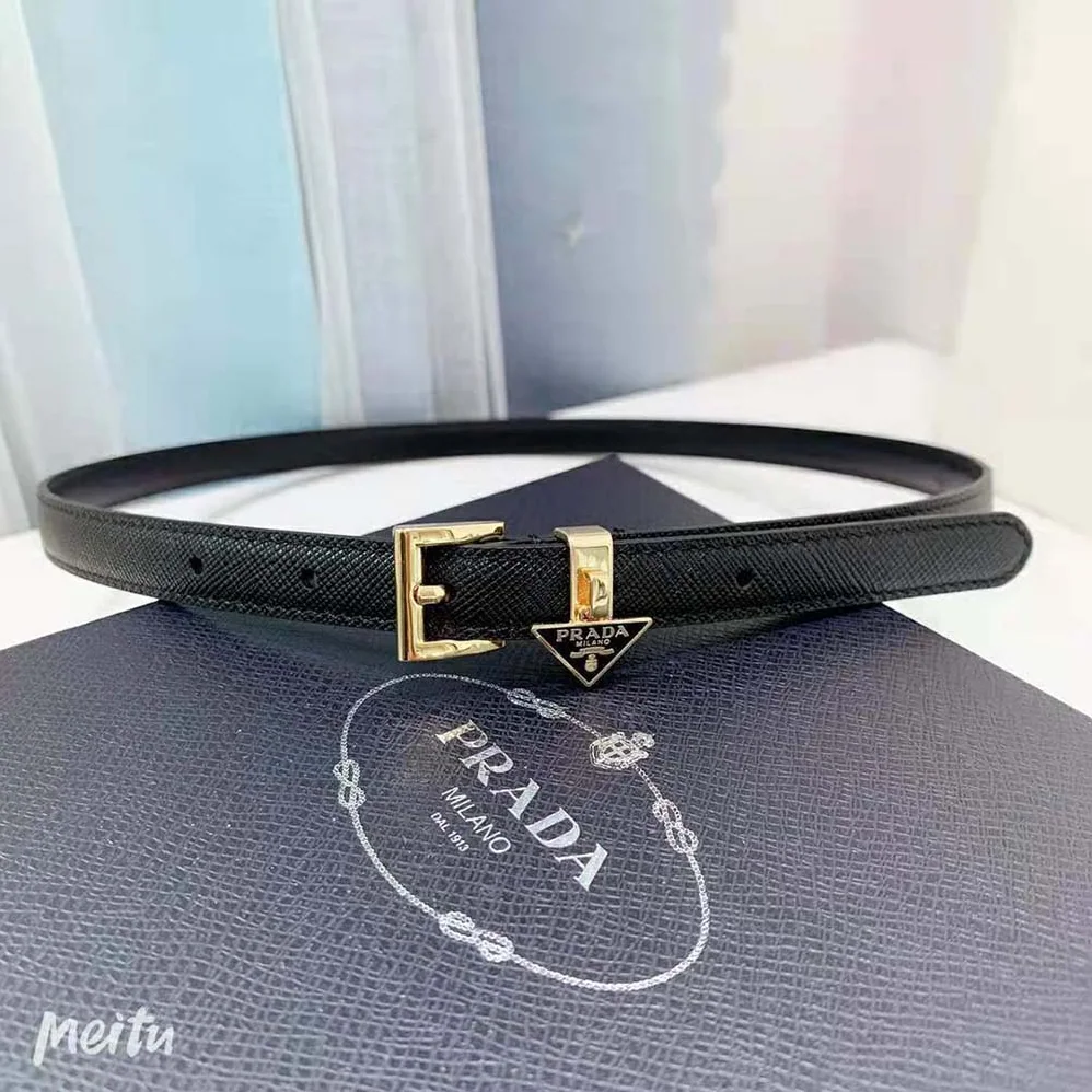 Prada Saffiano Leather Belt for Women in Black Prada Saffiano Leather Belt for Women in Black