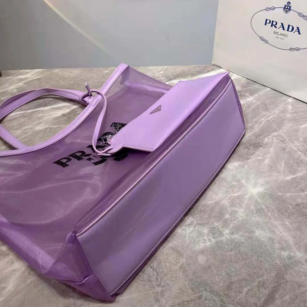 Prada Sequined Mesh Tote Bag for Women in Purple Prada Sequined Mesh Tote Bag for Women in Purple