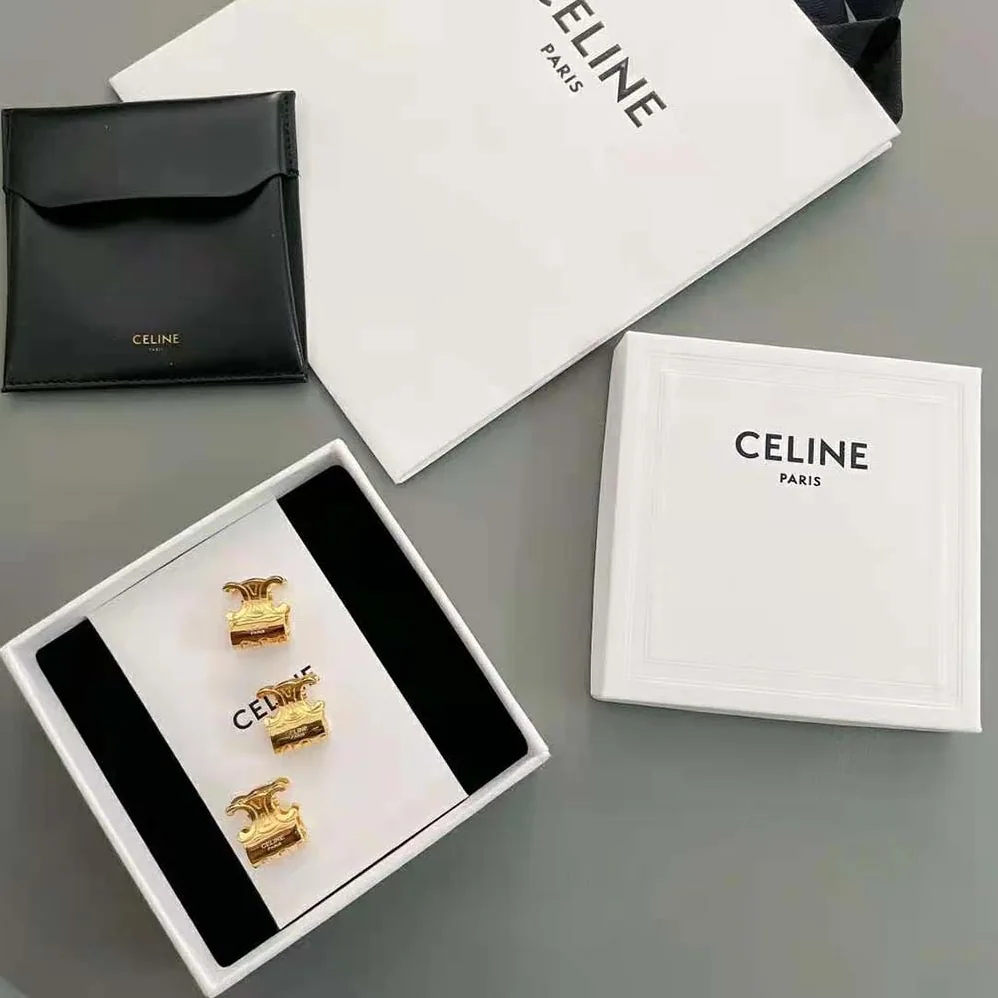 Celine Hair Accessories Set of 3 Mini Triomphe Claws in Brass with Gold Finish and Steel for Women Celine Hair Accessories Set of 3 Mini Triomphe Claws in Brass with Gold Finish and Steel for Women