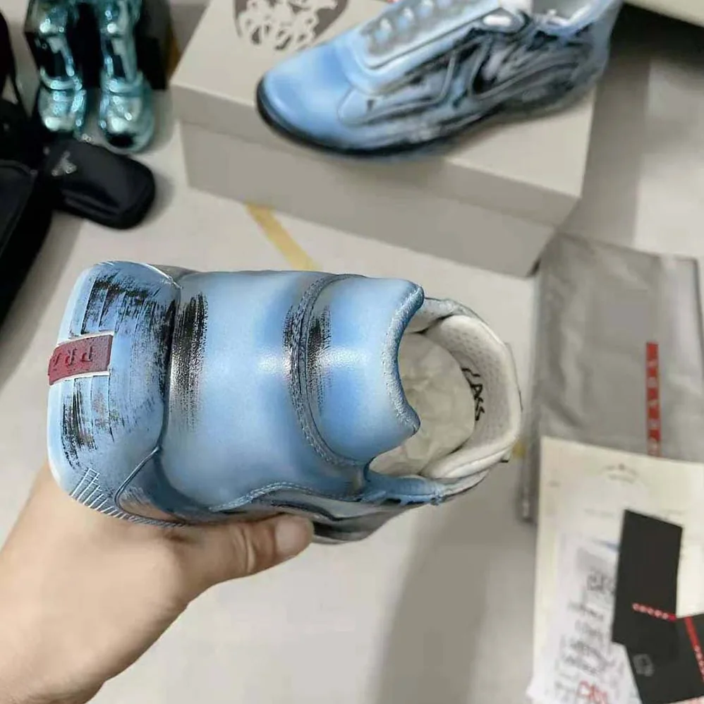 Prada Cass x Prada Americas Cup D3cay Sneakers for Unisex in Blue Prada Cass x Prada Americas Cup D3cay Sneakers for Unisex in Blue
