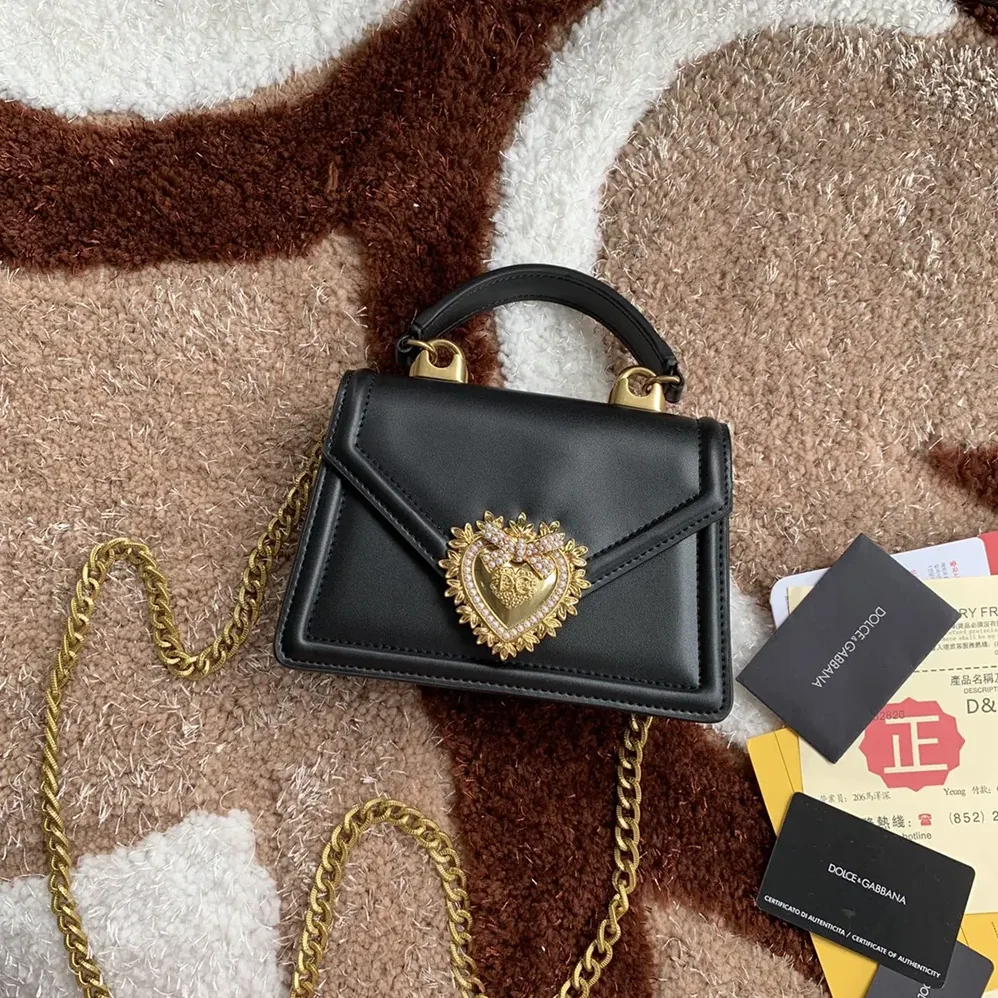 Dolce Gabbana D&G Medium Smooth Calfskin Devotion Bag for Women in Black