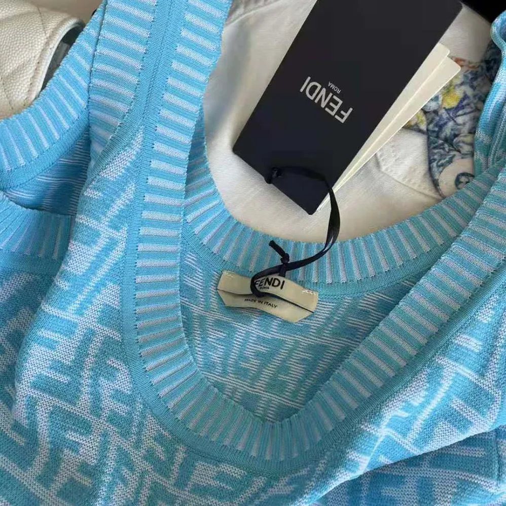 Fendi Light Blue Viscose Top for Women Fendi Light Blue Viscose Top for Women