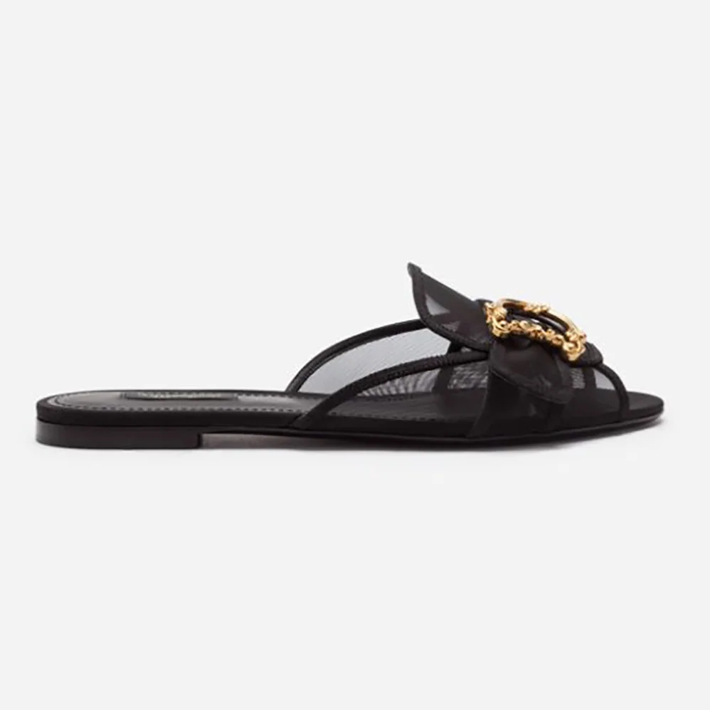 Dolce Gabbana D&G Mesh Mules with Baroque DG Logo for Women