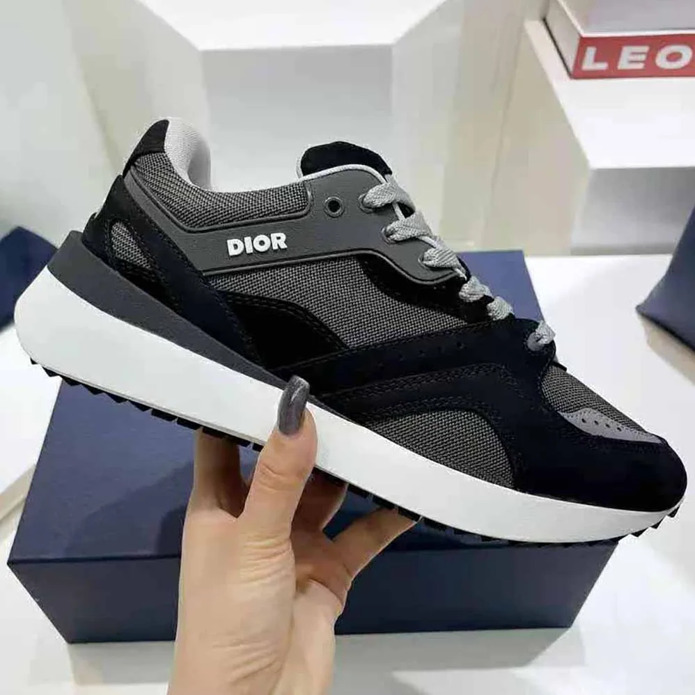 Dior B29 Sneaker Gray Technical Mesh Black Suede and Smooth Calfskin for Men Dior B29 Sneaker Gray Technical Mesh Black Suede and Smooth Calfskin for Men