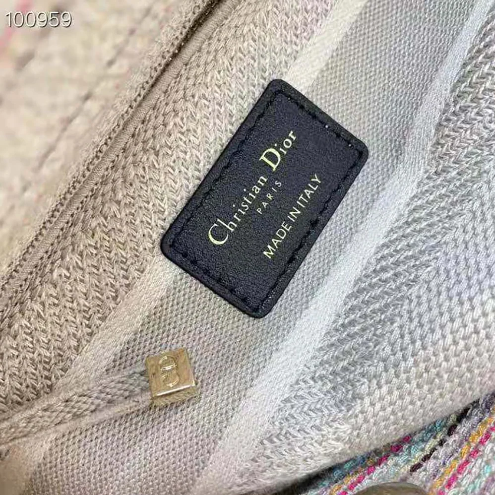 Dior Medium Lady D-lite Bag Multicolor Stripes Embroidery for Women Dior Medium Lady D-lite Bag Multicolor Stripes Embroidery for Women