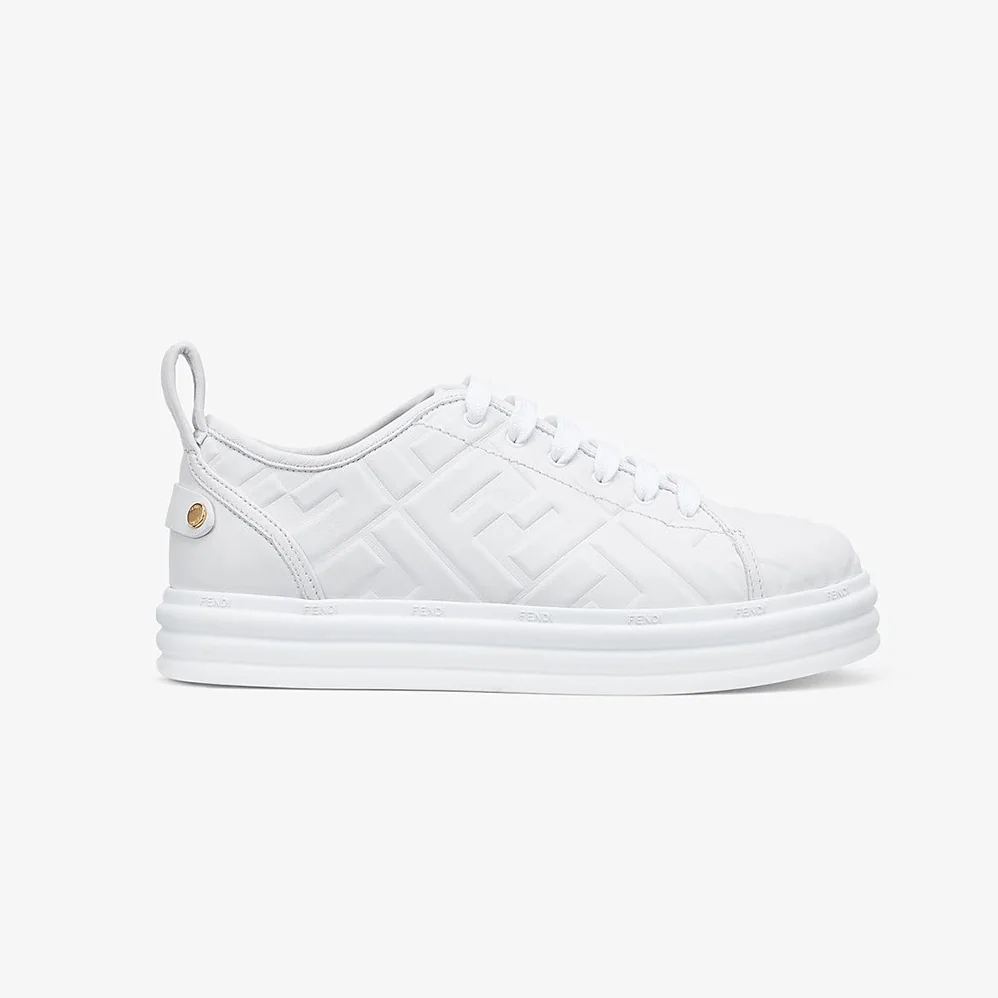 Fendi Shoes Fendi Rise White Leather Flatform Sneakers for Women