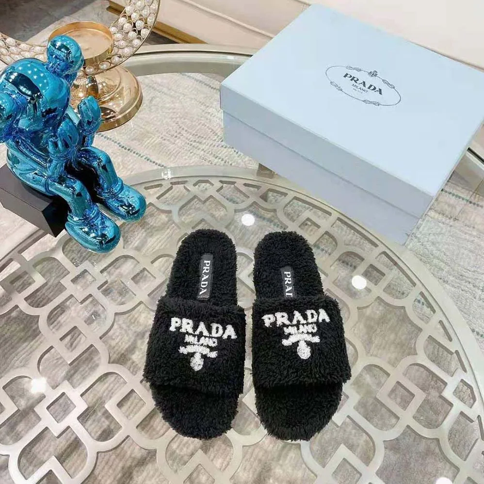 Prada Terry Cloth Slides for Women in Black Prada Terry Cloth Slides for Women in Black