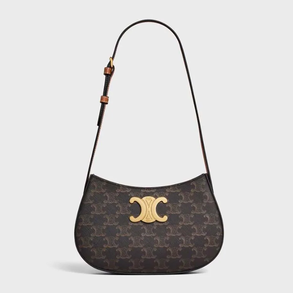 Celine Medium Tilly Bag in Triomphe Canvas and Calfskin for Women Celine Medium Tilly Bag in Triomphe Canvas and Calfskin for Women