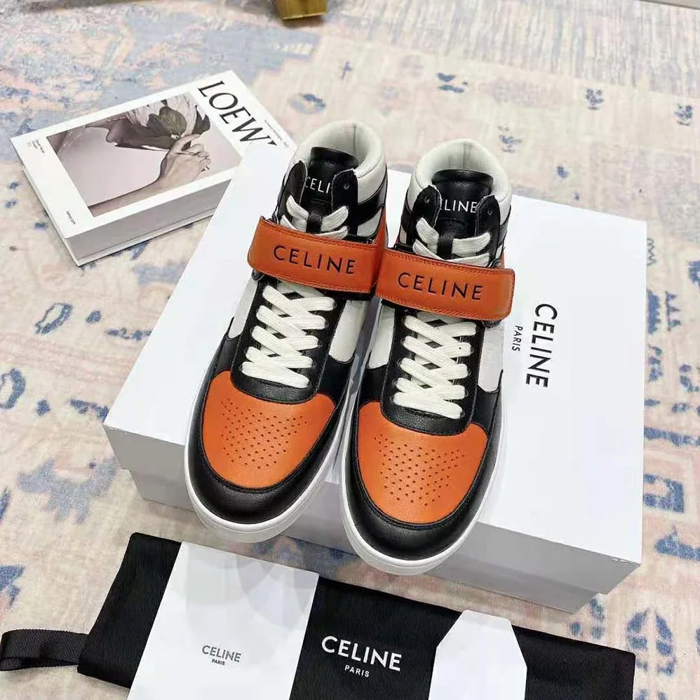 Celine CT-03 High Sneaker with Scratch in Calfskin for Men in Orange