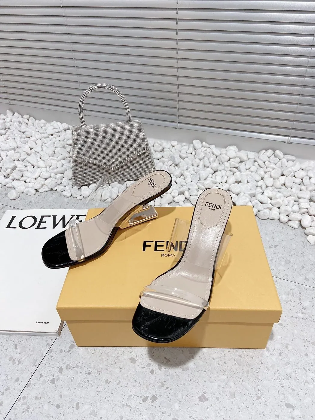 Fendi First Black Transparent Medium in Heeled Sandals