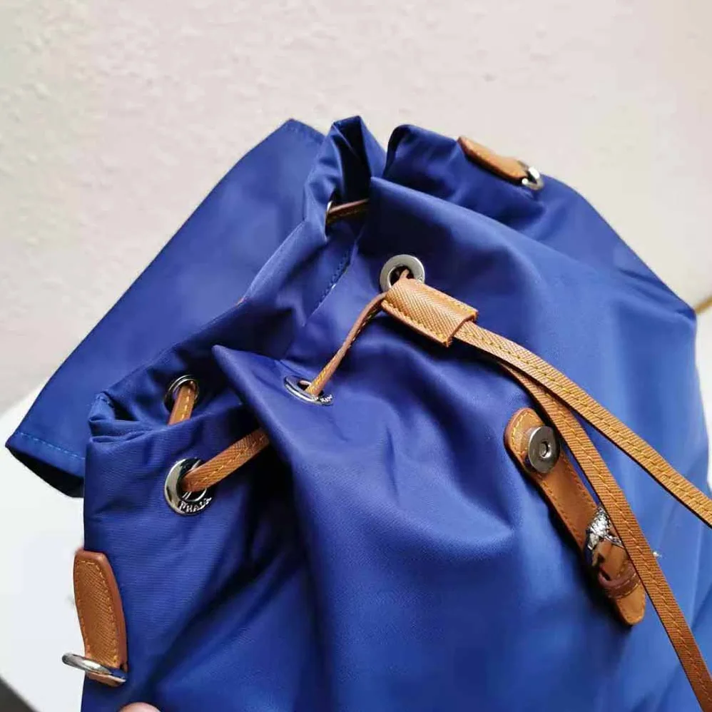 Prada Nylon and Saffiano Leather Backpack for Women in Blue