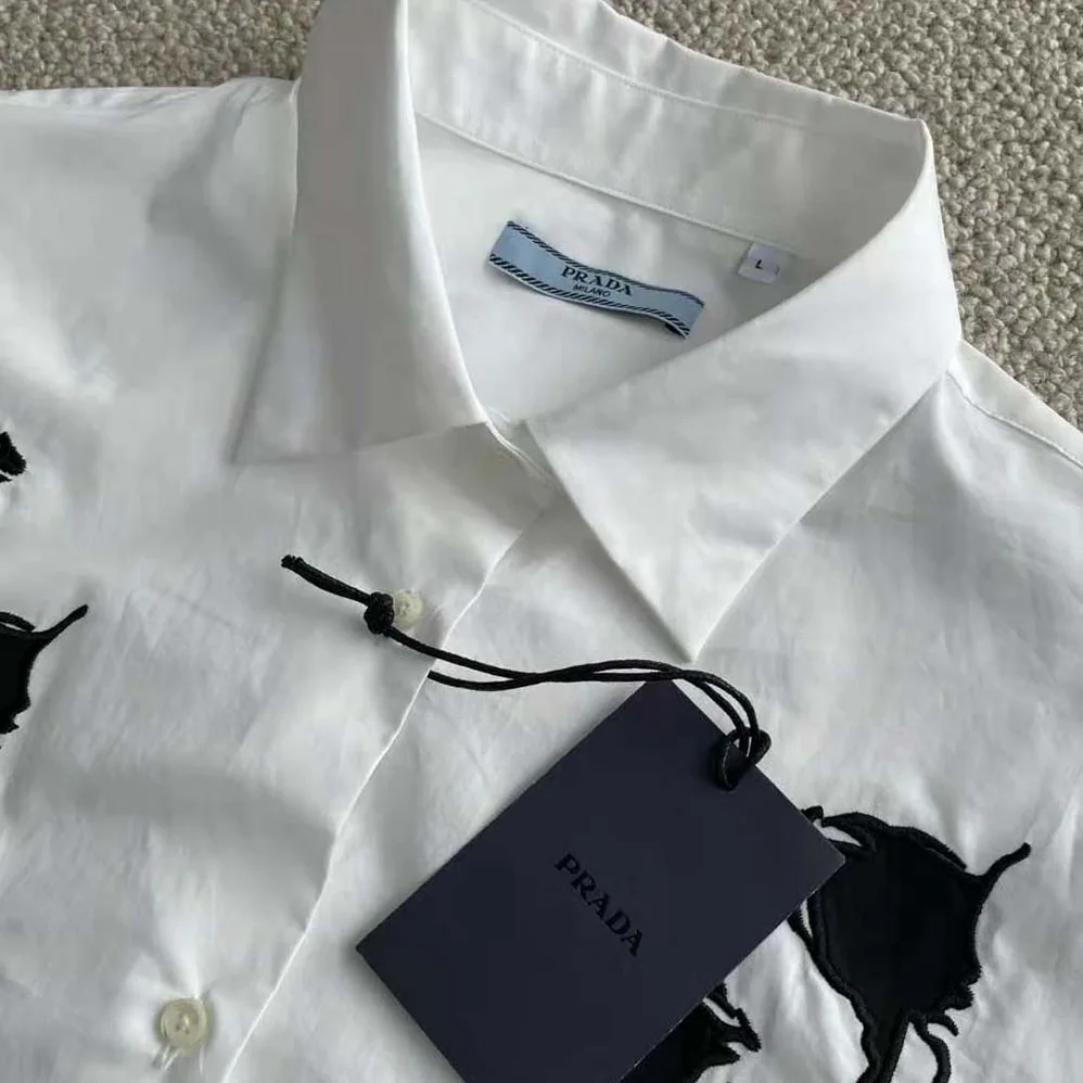 Prada Embroidered Poplin Shirt for Women Prada Embroidered Poplin Shirt for Women