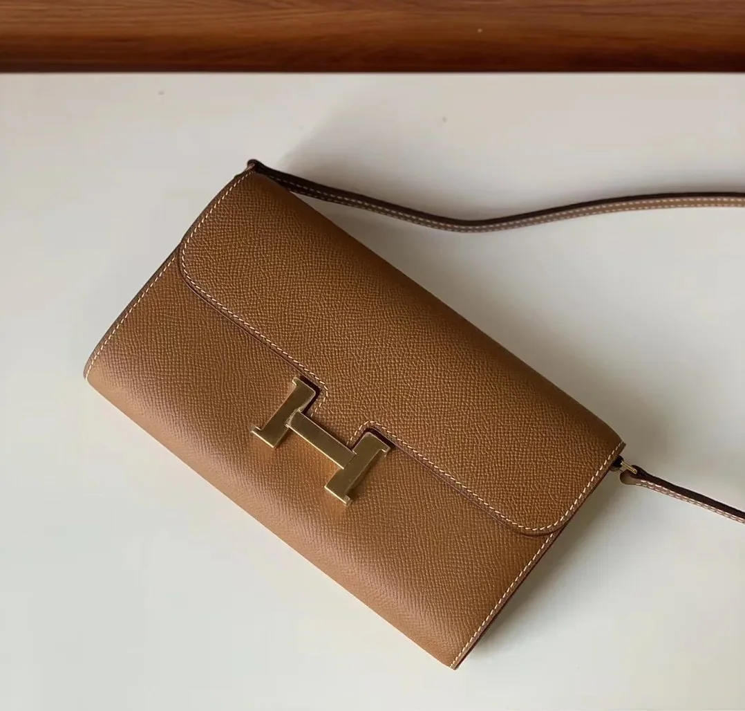 Hermes Constance Togo Long Wallet in Gold Toned Hardware Brown Hermes Constance Togo Long Wallet in Gold Toned Hardware Brown