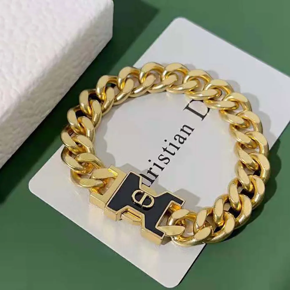 Dior 30 Montaigne Bracelet Gold-Finish Metal and Black Lacquer for Women