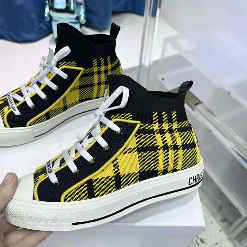 Dior Walk'N'Dior Sneaker Yellow and Black Check'n'Dior Technical Mesh for Women