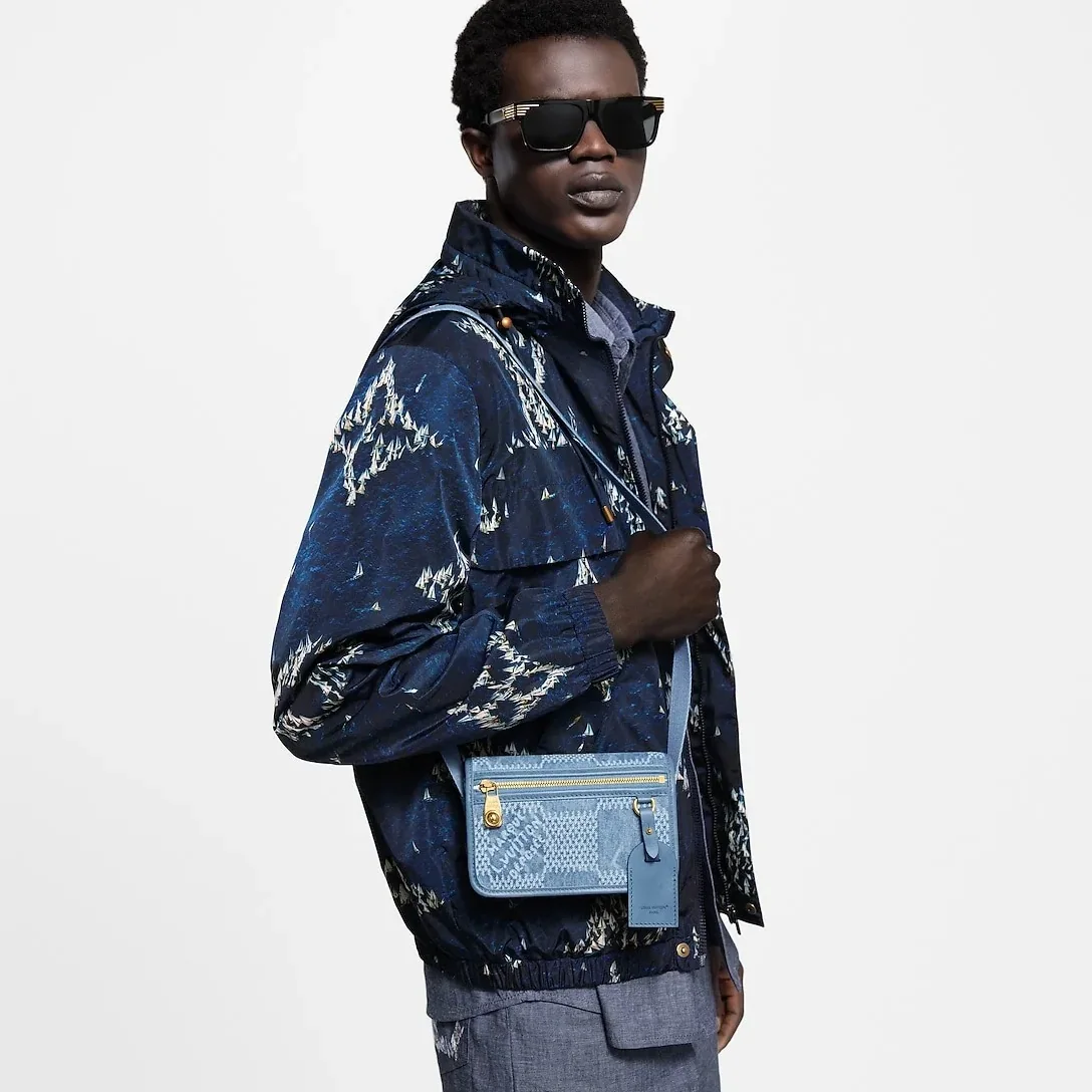 Louis Vuitton Bosphore Wearable Wallet Crossbody in Blue Gold Hardware