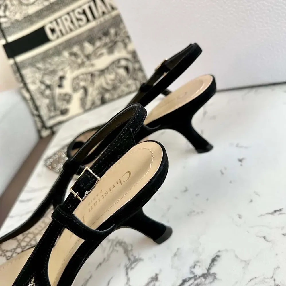 Dior Capture Slingback Pump Transparent Mesh with Silver for Women in Tone Strass Cannage Motif