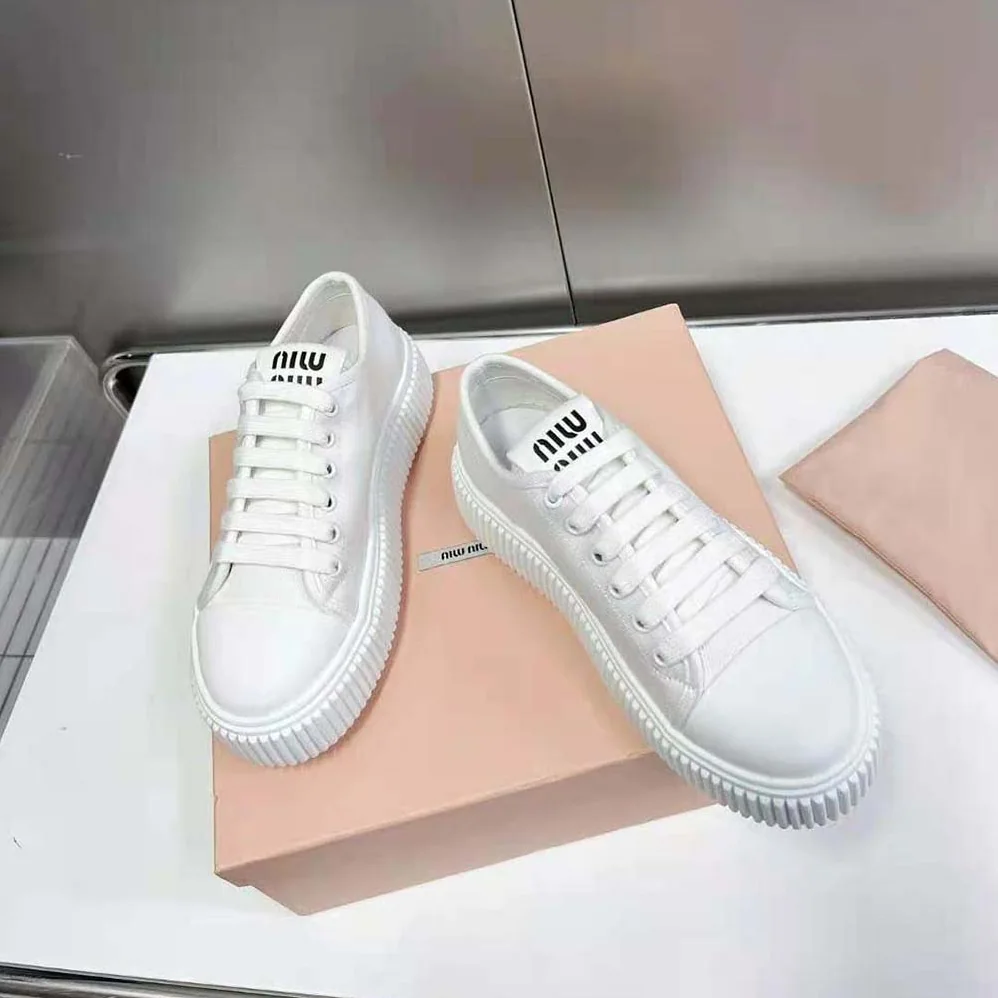 Miu Miu Denim Sneakers EVA Sole with Logo for Women in White