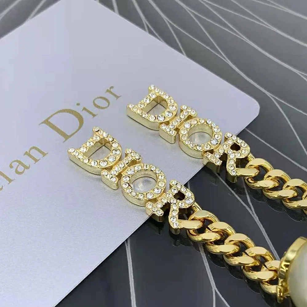 Dior Tribales Earrings Gold-Finish Metal with White Resin Pearls for Women Dior Tribales Earrings Gold-Finish Metal with White Resin Pearls for Women