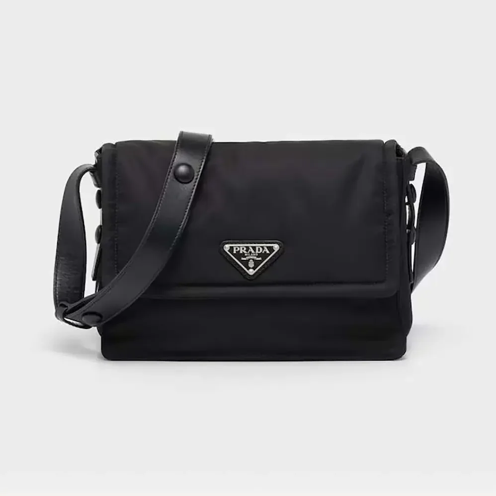 Prada Small Padded Re-Nylon Shoulder Bag for Women in Black