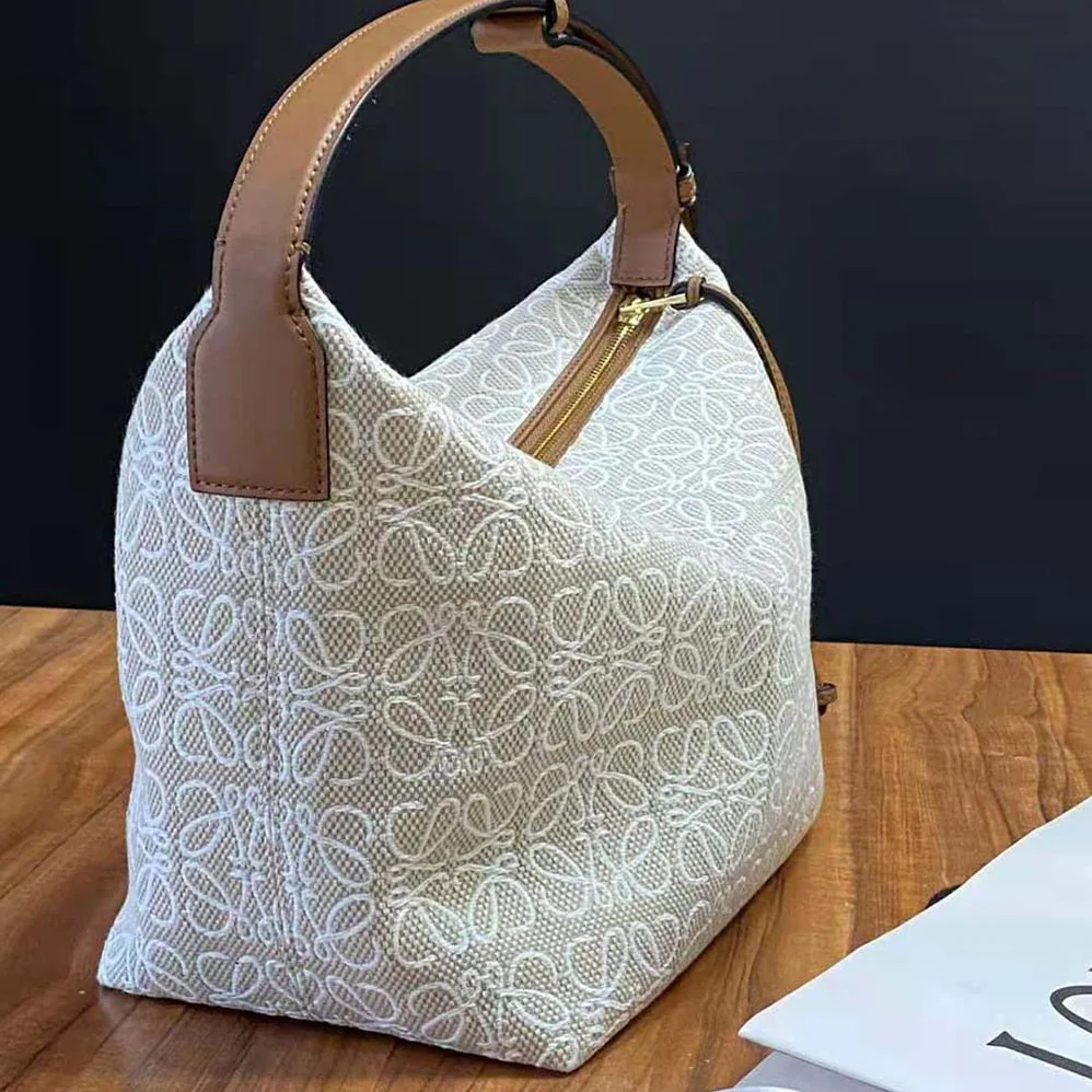 Loewe Cubi Bag in Anagram Jacquard and Calfskin for Women Loewe Cubi Bag in Anagram Jacquard and Calfskin for Women