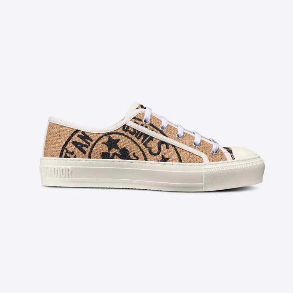 Dior Walk N Dior Sneaker Beige Jute Canvas Embroidered with Dior Union Motif for Women