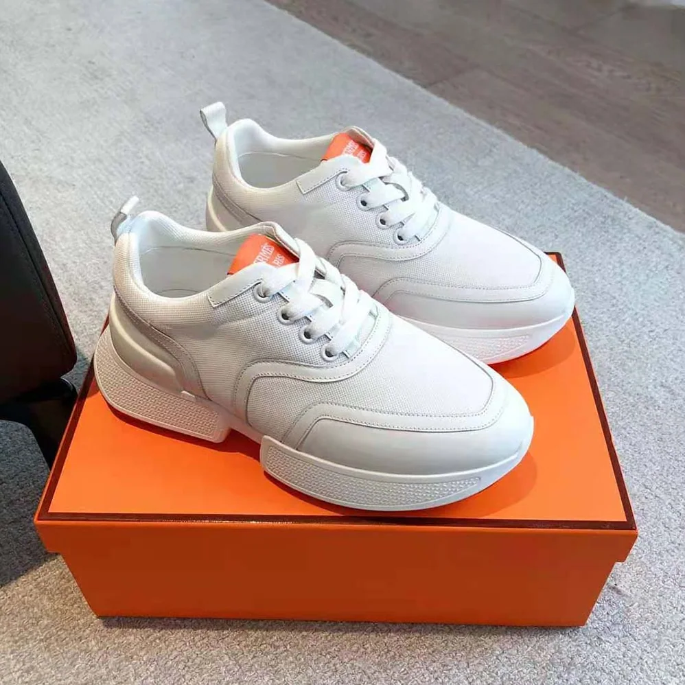 Hermes Giga Sneaker in Stitched Mesh and Calfskin for Unisex in White Hermes Giga Sneaker in Stitched Mesh and Calfskin for Unisex in White