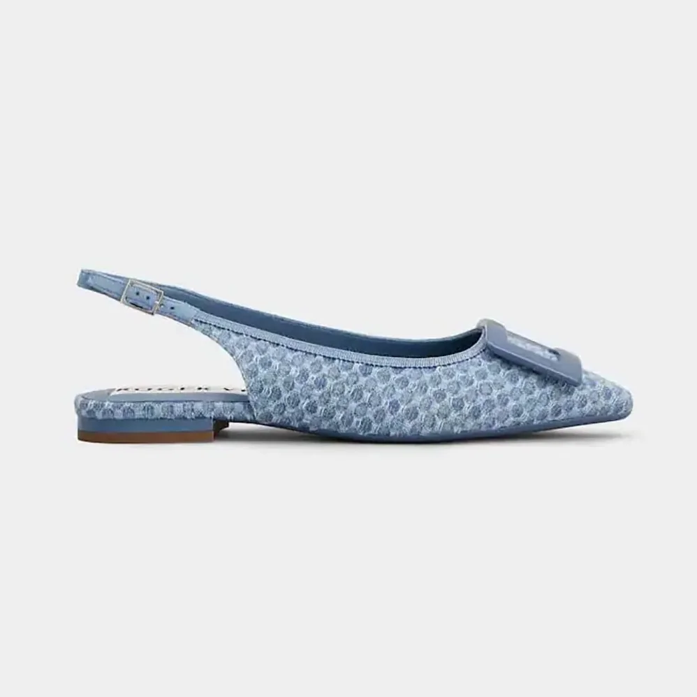 Roger Vivier Gommettine Slingback Ballerinas In Jacquard Denim for Women Roger Vivier Gommettine Slingback Ballerinas In Jacquard Denim for Women