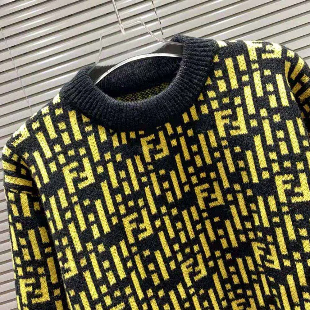 Fendi Regular-Fit Crew Neck Sweater for Women in Yellow Fendi Regular-Fit Crew Neck Sweater for Women in Yellow