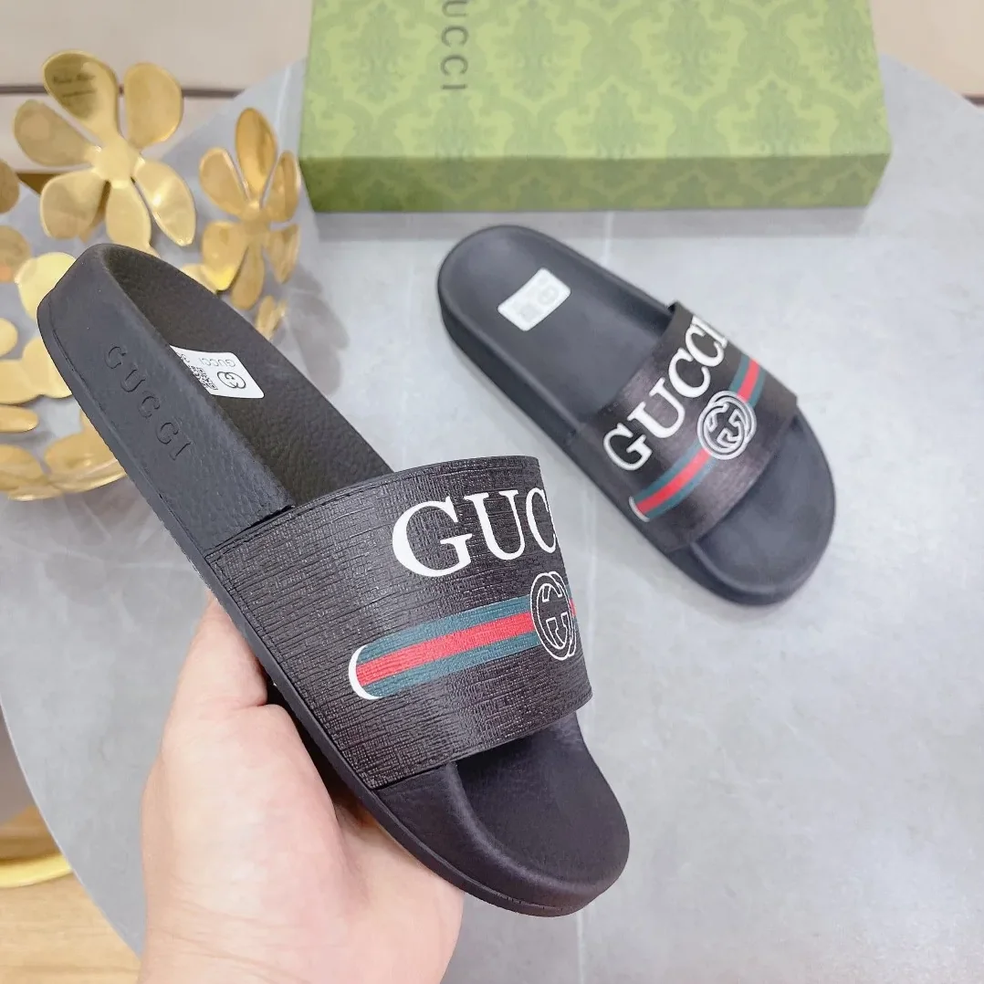 Gucci Logo Rubber Slide With Web Black for Women Gucci Logo Rubber Slide With Web Black for Women
