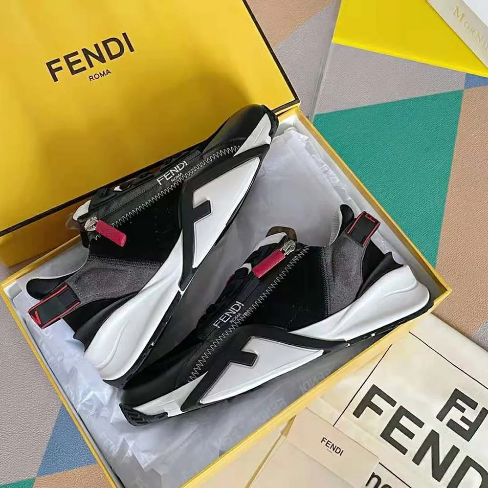 Fendi Flow Multicolor Suede Low-Tops for Men in Red Fendi Flow Multicolor Suede Low-Tops for Men in Red