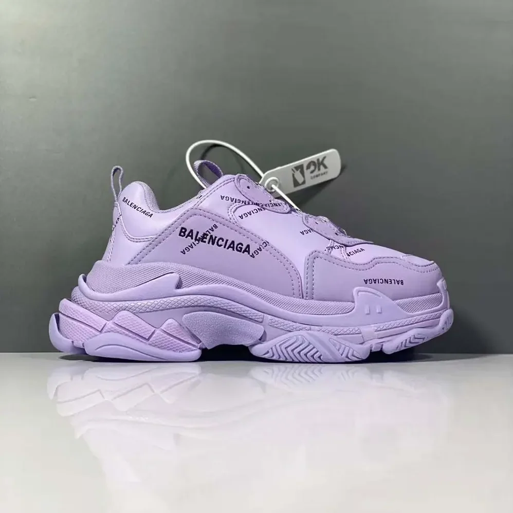 Balenciaga Triple S Sneaker Allover Logo in Purple and Black for Women Balenciaga Triple S Sneaker Allover Logo in Purple and Black for Women