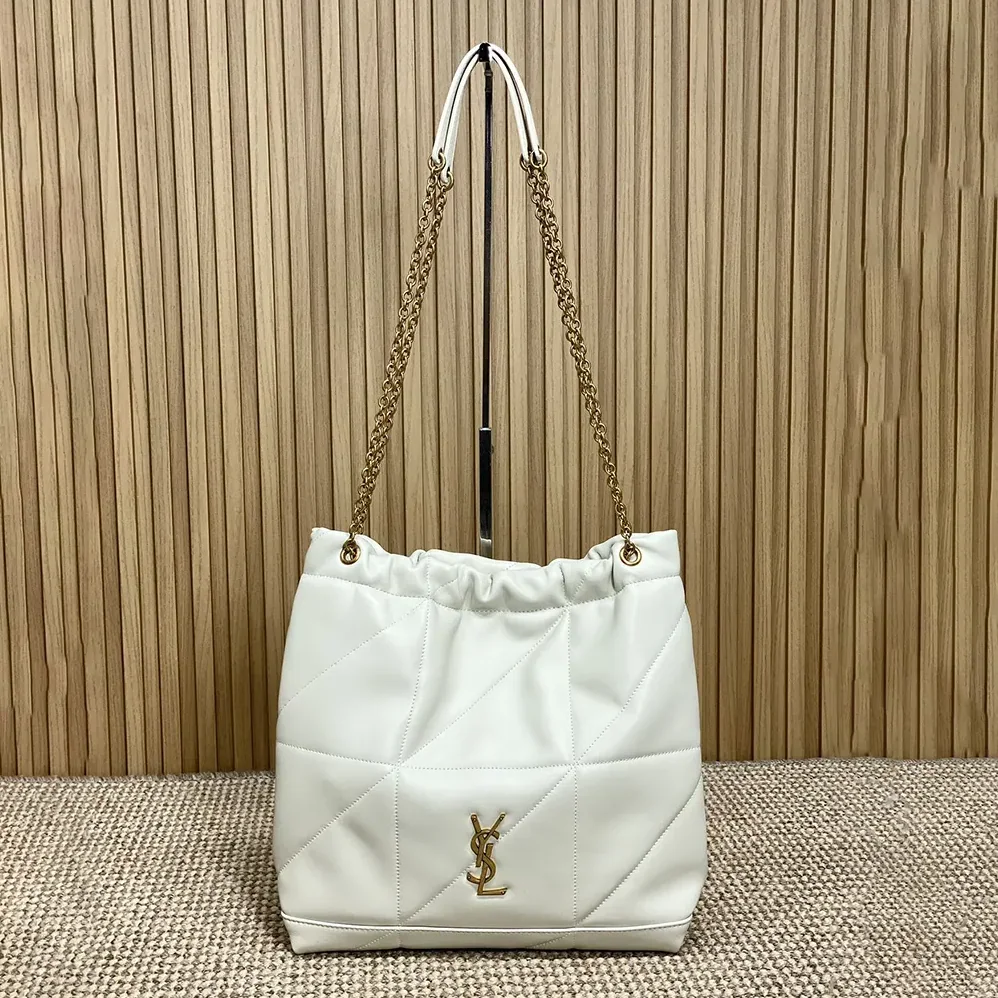 Saint Laurent YSL Jamie Large Pochon In Lambskin for Women in White Saint Laurent YSL Jamie Large Pochon In Lambskin for Women in White