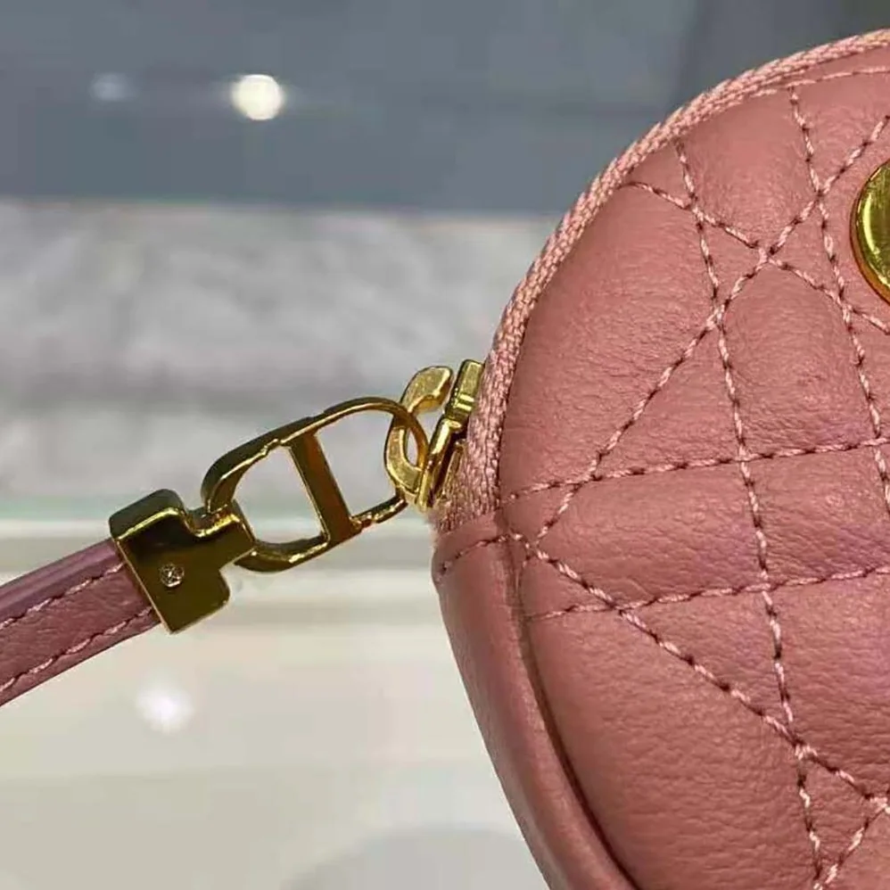 Dior Detachable Dior Caro Round Coin Purse for Women in Pink
